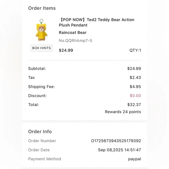 NEW AUTHENTIC UNOPENED POP MART TED 2 Bear Series Plush Pendant - Raincoat Bear - Picture 3 of 9